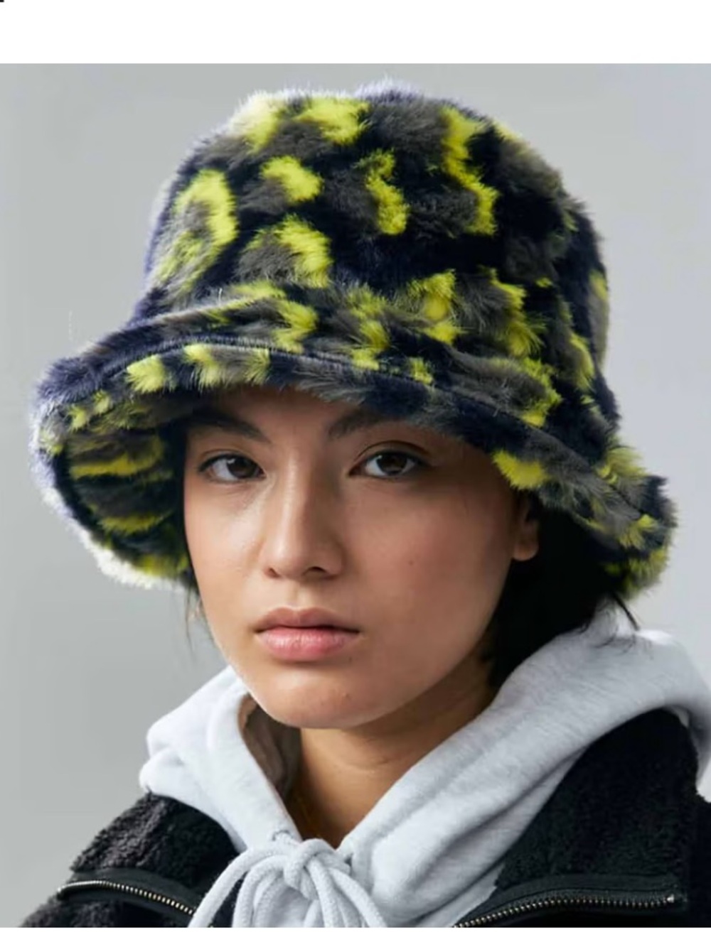 Sundae School Punky Leopard Furry Bucket Hat Faux Fur - Rare